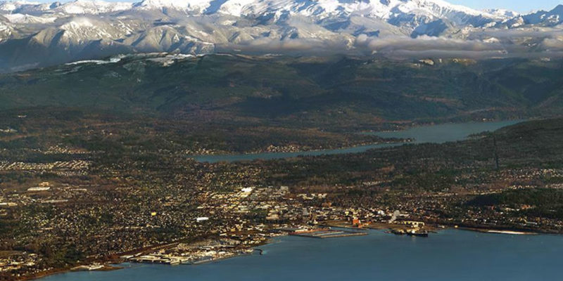The City of Bellingham with Mount Baker in the Background