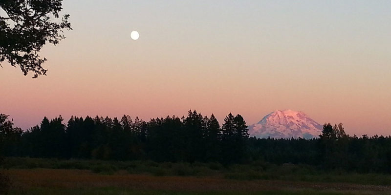 Mount Rainier with Moon