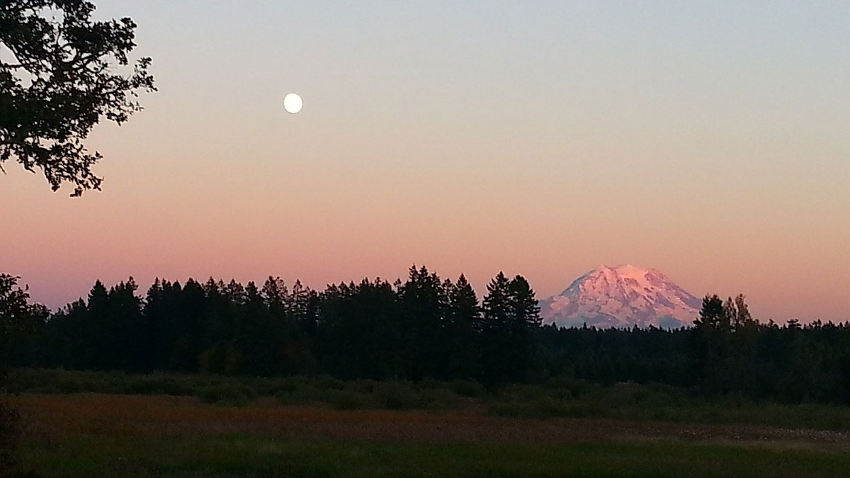Mount Rainier with Moon